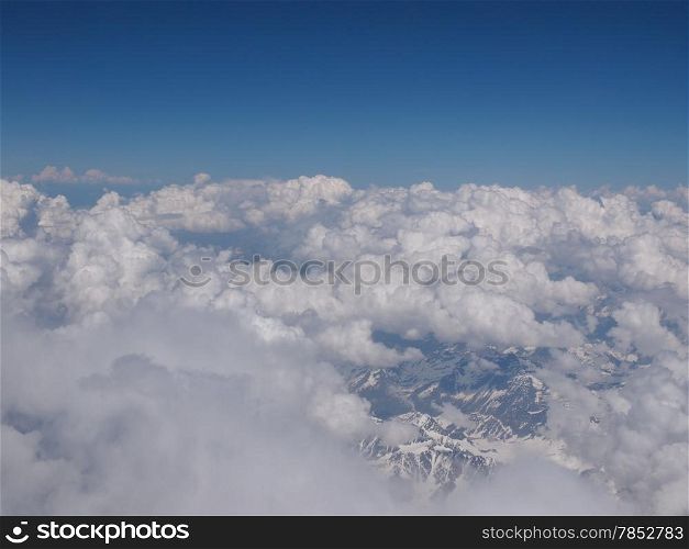 Clouds on Alps. Aerial view of clouds over Alps mountains