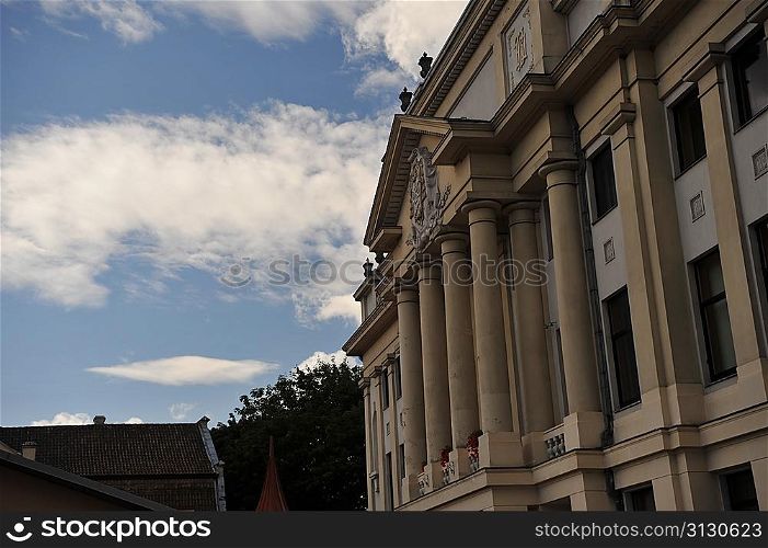 clouds on blue sky and building