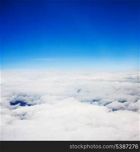Clouds on the sky. Heaven. View from the airplane window on the sky