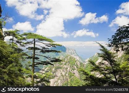 Clouds over a mountain range, Huangshan, Anhui province, China