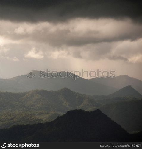 Clouds over a mountain range, Thailand