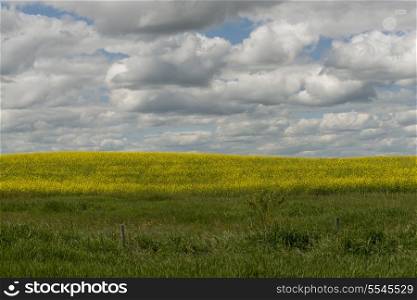 Clouds over a prairie landscape, Lake Audy Campground, Riding Mountain National Park, Manitoba, Canada