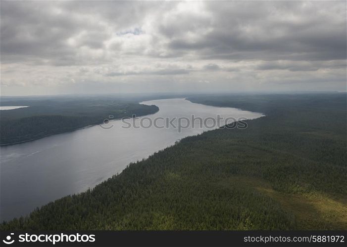 Clouds over a river, Skeena-Queen Charlotte Regional District, Haida Gwaii, Graham Island, British Columbia, Canada
