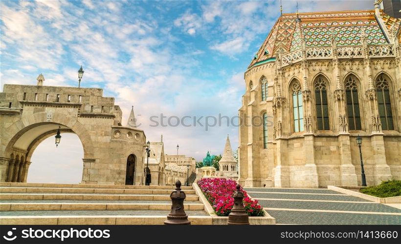 Clouds over Fisherman Bastion in Budapest, Hungary. Clouds over Fisherman Bastion
