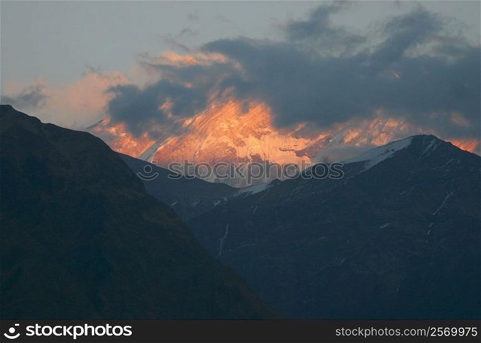 Clouds over mountains, Muktinath, Annapurna Range, Himalayas, Nepal