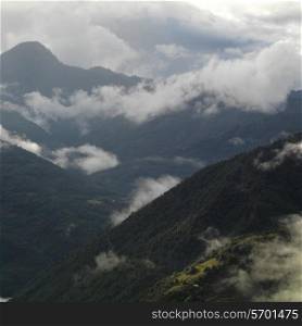 Clouds over mountains, Trongsa District, Bhutan