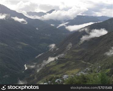 Clouds over mountains, Trongsa District, Bhutan