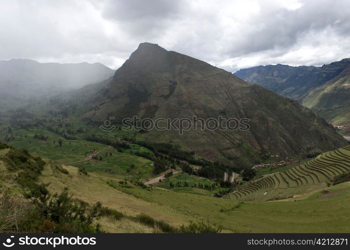 Clouds over the Pisaq Inca Ruins, Sacred Valley, Cusco Region, Peru