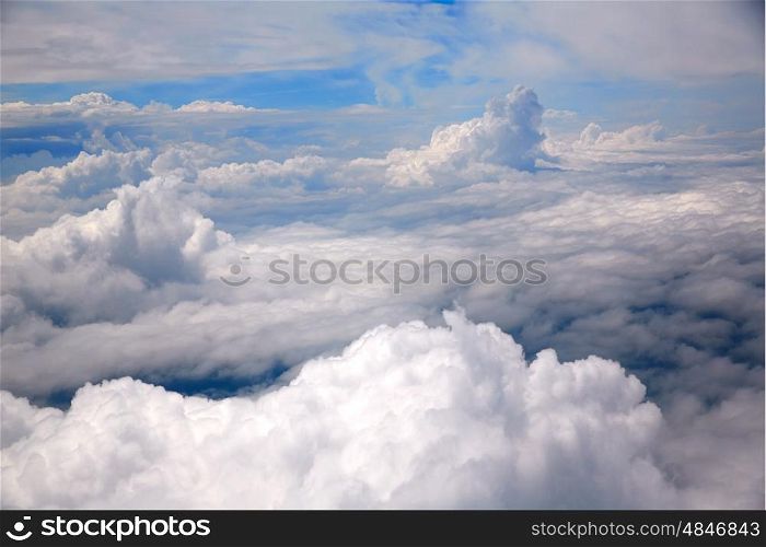 Clouds sea aircraft view aerial dramatic cloudy blue sky