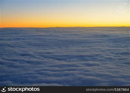 clouds skyline with sunset on horizon