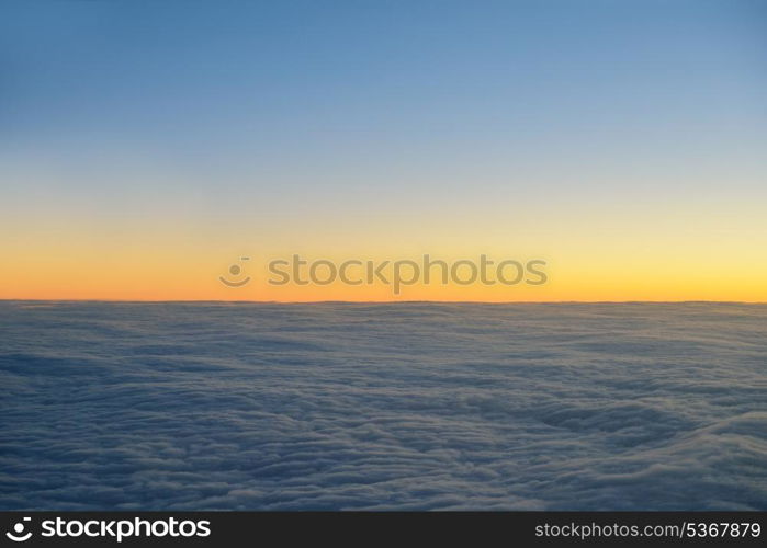 clouds skyline with sunset on horizon