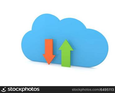 Clouds symbol of information storage on a white background. . Clouds symbol of information storage on a white background. 3d render illustration.