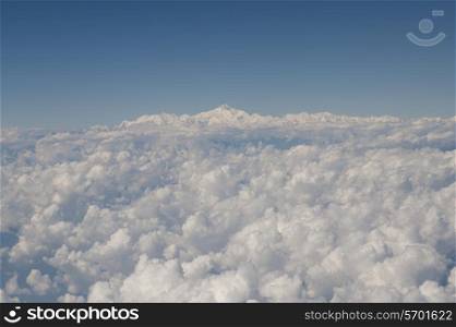 Clouds with Mount Everest in the background, Himalayas, Nepal