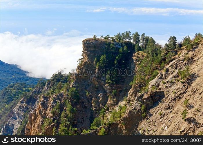 Cloudy Aj-Petri Mountain top view (Crimea, Ukraine)