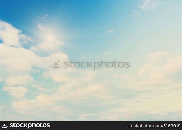 Cloudy clear beautiful sky. Summer sky and clouds. Nature outdoor background. Cloudy clear beautiful sky