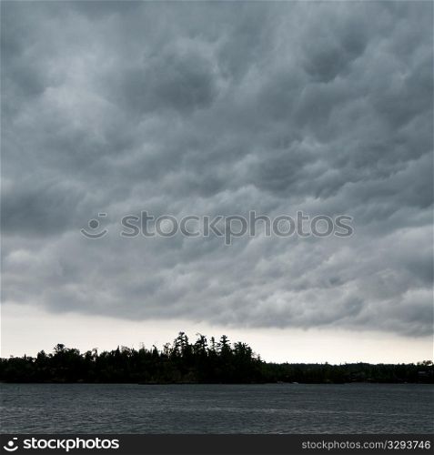 Cloudy dusk sky at Lake of the Woods, Ontario