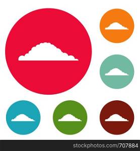 Cloudy icons circle set vector isolated on white background. Cloudy icons circle set vector