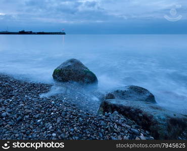 Cloudy morning seascape. Yalta, Crimea, Ukraine