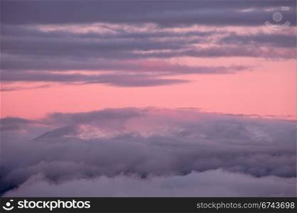 Cloudy mountain landscape. Dragobrat, Carpathian mountains, Ukraine
