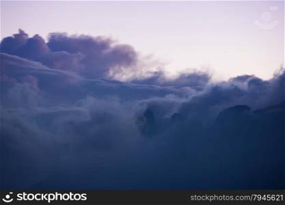 Cloudy mountains sunrise, Val di Fassa, Italian Dolomites