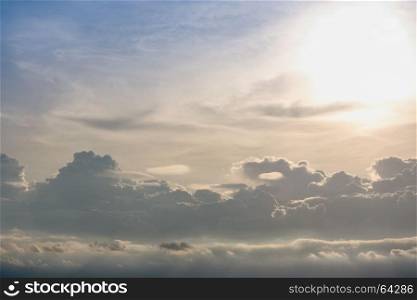 cloudy sky level and blue clear sky clouds background at sunset