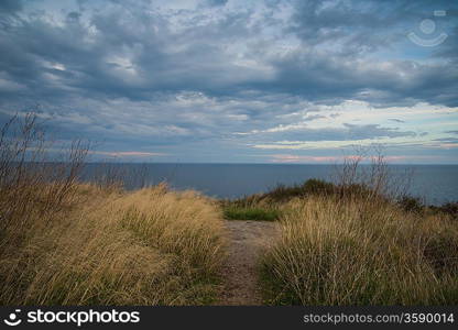 Cloudy sky over coast