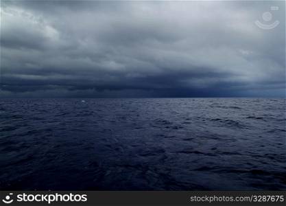 cloudy stormy day in the blue ocean sea seascape