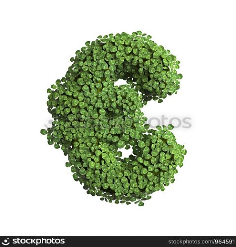 clover euro currency sign - 3d spring money symbol isolated on white background. This alphabet is perfect for creative illustrations related but not limited to Nature, ecology, environment...