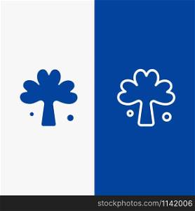 Clover, Green, Ireland, Irish, Plant Line and Glyph Solid icon Blue banner Line and Glyph Solid icon Blue banner