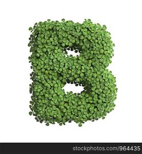 clover letter B - large 3d spring font isolated on white background. This alphabet is perfect for creative illustrations related but not limited to Nature, ecology, environment...