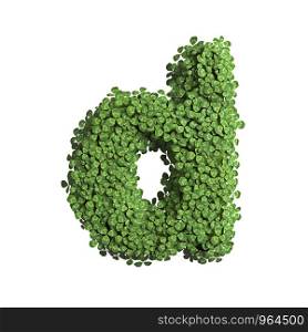 clover letter D - Small 3d spring font isolated on white background. This alphabet is perfect for creative illustrations related but not limited to Nature, ecology, environment...