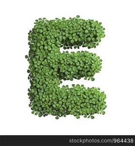 clover letter E - large 3d spring font isolated on white background. This alphabet is perfect for creative illustrations related but not limited to Nature, ecology, environment...