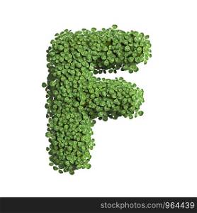 clover letter F - Capital 3d spring font isolated on white background. This alphabet is perfect for creative illustrations related but not limited to Nature, ecology, environment...