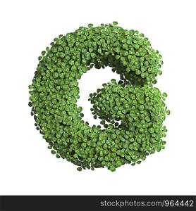clover letter G - large 3d spring font isolated on white background. This alphabet is perfect for creative illustrations related but not limited to Nature, ecology, environment...