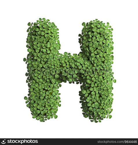 clover letter H - large 3d spring font isolated on white background. This alphabet is perfect for creative illustrations related but not limited to Nature, ecology, environment...