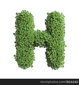 clover letter H - large 3d spring font isolated on white background. This alphabet is perfect for creative illustrations related but not limited to Nature, ecology, environment...