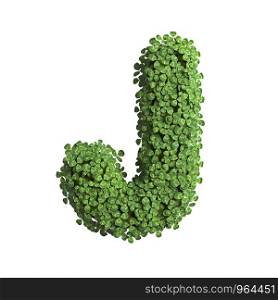 clover letter J - large 3d spring font isolated on white background. This alphabet is perfect for creative illustrations related but not limited to Nature, ecology, environment...