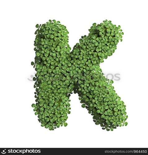clover letter K - Large 3d spring font isolated on white background. This alphabet is perfect for creative illustrations related but not limited to Nature, ecology, environment...