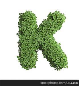 clover letter K - Large 3d spring font isolated on white background. This alphabet is perfect for creative illustrations related but not limited to Nature, ecology, environment...