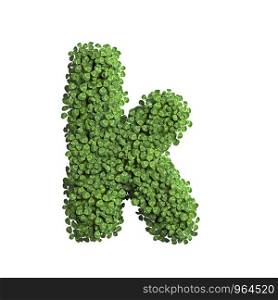 clover letter K - Lower-case 3d spring font isolated on white background. This alphabet is perfect for creative illustrations related but not limited to Nature, ecology, environment...