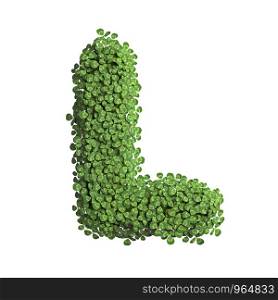 clover letter L - Uppercase 3d spring font isolated on white background. This alphabet is perfect for creative illustrations related but not limited to Nature, ecology, environment...