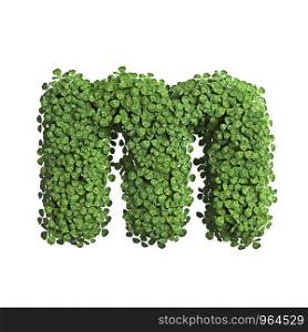clover letter M - Small 3d spring font isolated on white background. This alphabet is perfect for creative illustrations related but not limited to Nature, ecology, environment...