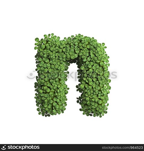 clover letter N - Lower-case 3d spring font isolated on white background. This alphabet is perfect for creative illustrations related but not limited to Nature, ecology, environment...