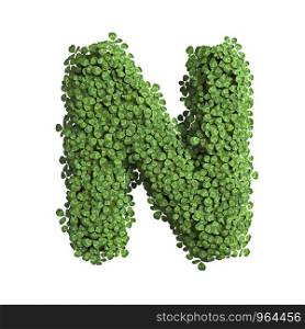 clover letter N - Uppercase 3d spring font isolated on white background. This alphabet is perfect for creative illustrations related but not limited to Nature, ecology, environment...