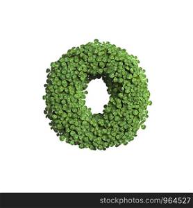 clover letter O - Lowercase 3d spring font isolated on white background. This alphabet is perfect for creative illustrations related but not limited to Nature, ecology, environment...