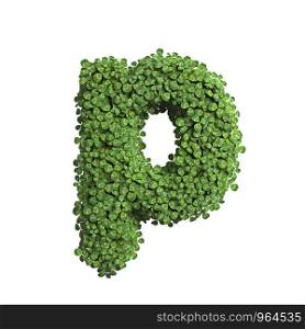 clover letter P - Small 3d spring font isolated on white background. This alphabet is perfect for creative illustrations related but not limited to Nature, ecology, environment...