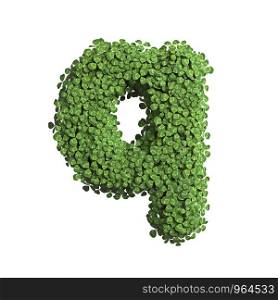 clover letter Q - Small 3d spring font isolated on white background. This alphabet is perfect for creative illustrations related but not limited to Nature, ecology, environment...
