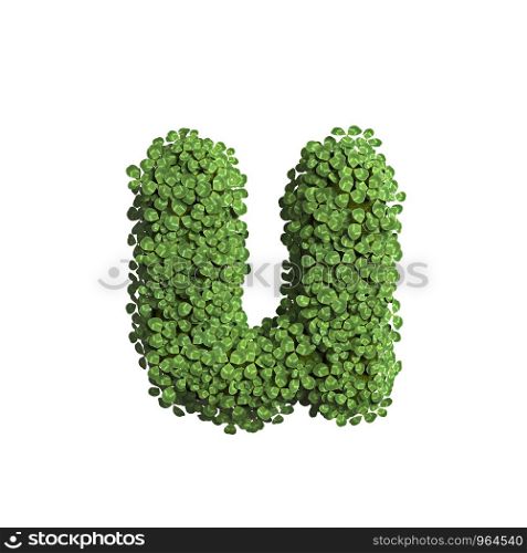 clover letter U - Small 3d spring font isolated on white background. This alphabet is perfect for creative illustrations related but not limited to Nature, ecology, environment...