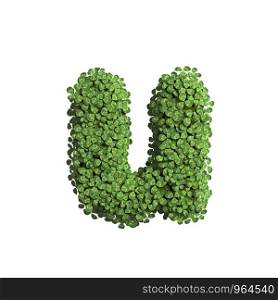 clover letter U - Small 3d spring font isolated on white background. This alphabet is perfect for creative illustrations related but not limited to Nature, ecology, environment...