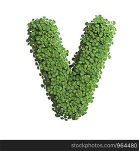 clover letter V - Capital 3d spring font isolated on white background. This alphabet is perfect for creative illustrations related but not limited to Nature, ecology, environment...